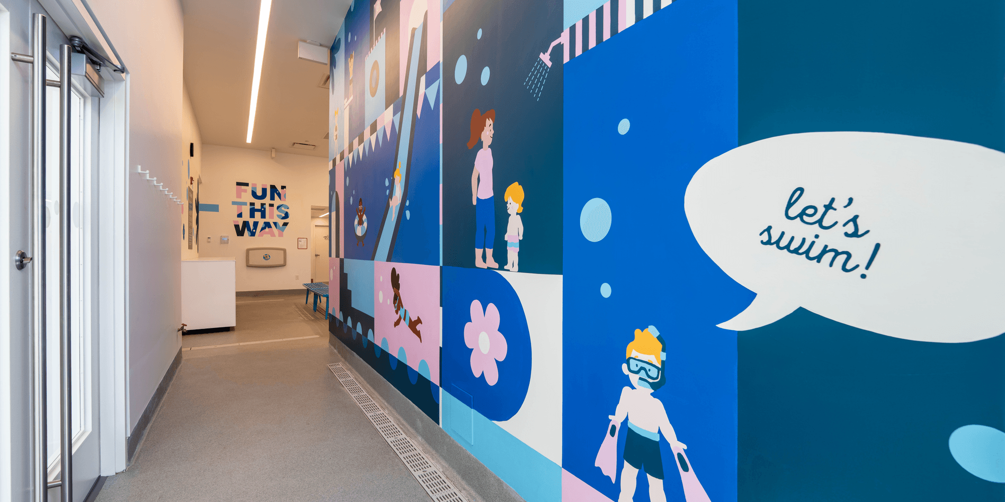 mural on wall at Fremont Village Pedalheads pool