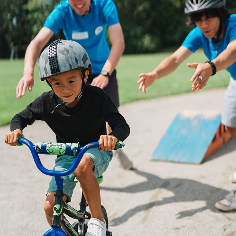 Boy trying ramp at summer camp